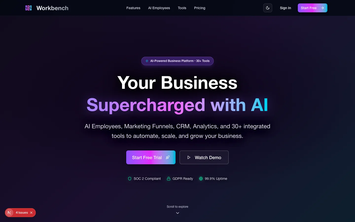Workbench CRM website and application design